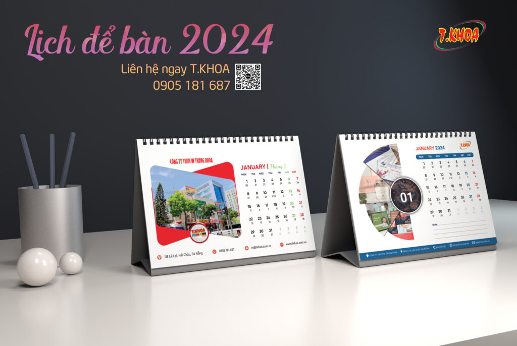 Landscape Desk Calendar Mockup Design Template with Dark Background copy