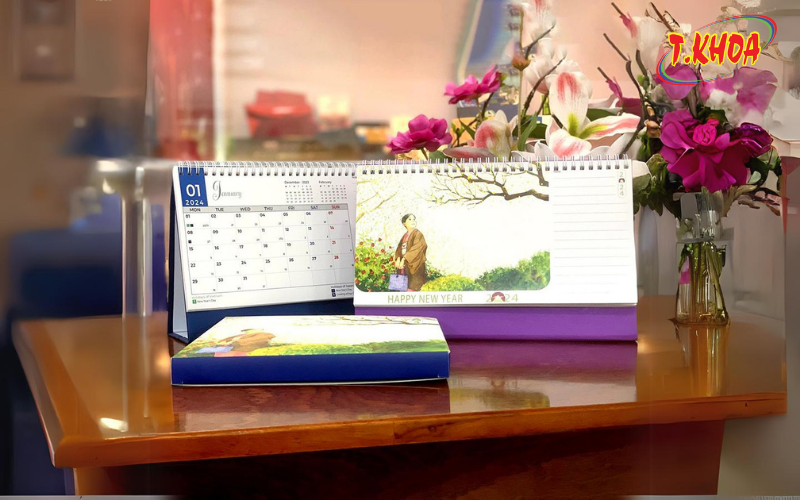 Thiết kế lịch để bàn theo bộ thương hiệu doanh nghiệp