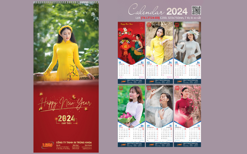 Mẫu lịch treo tường 2024 tại T.Khoa