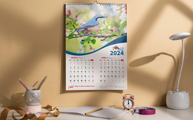 Mẫu lịch treo tường 2024 tại T.Khoa