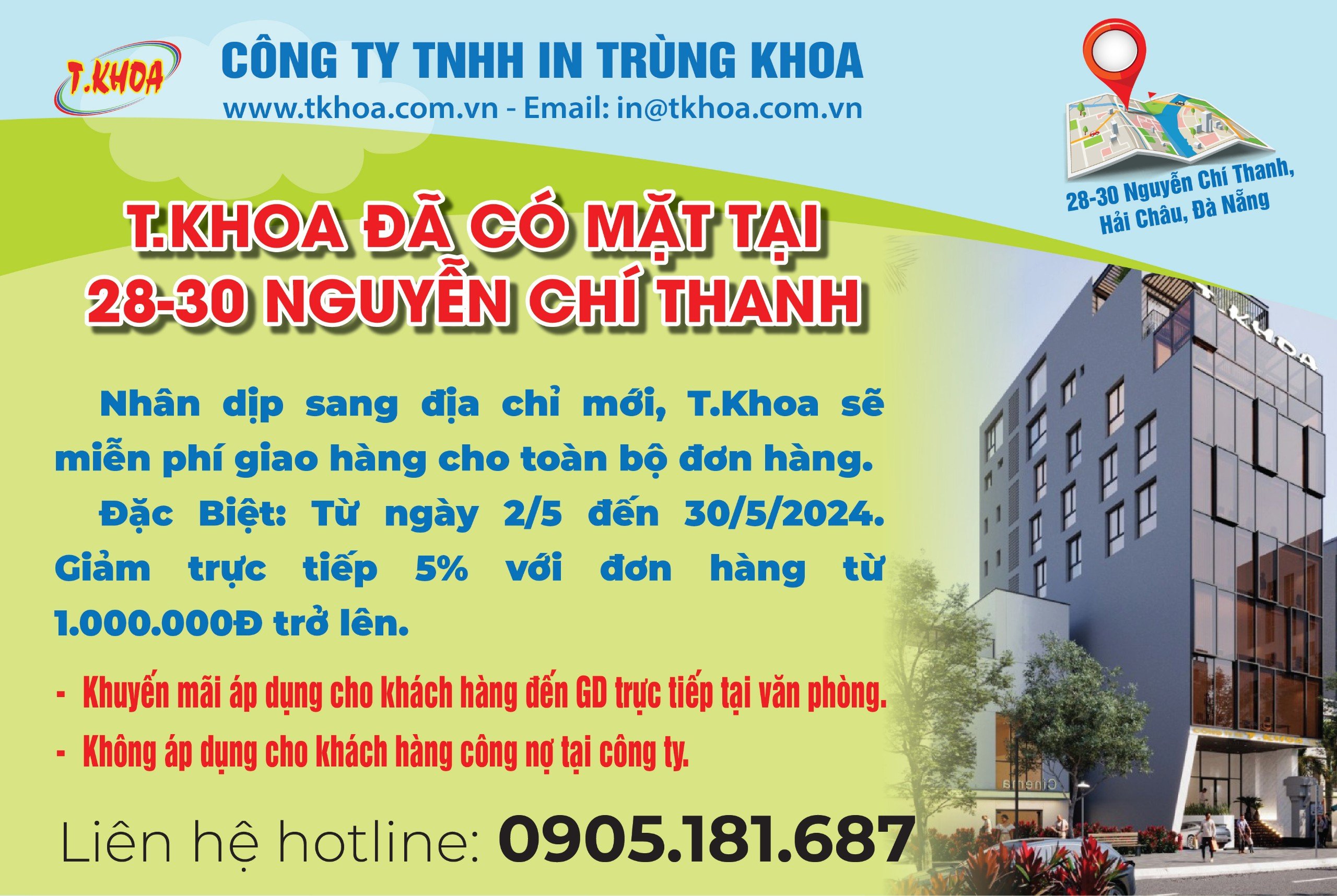 T.KHOA ĐÃ CÓ MẶT TẠI VĂN PHÒNG MỚI: 28-30 NGUYỄN CHÍ THANH