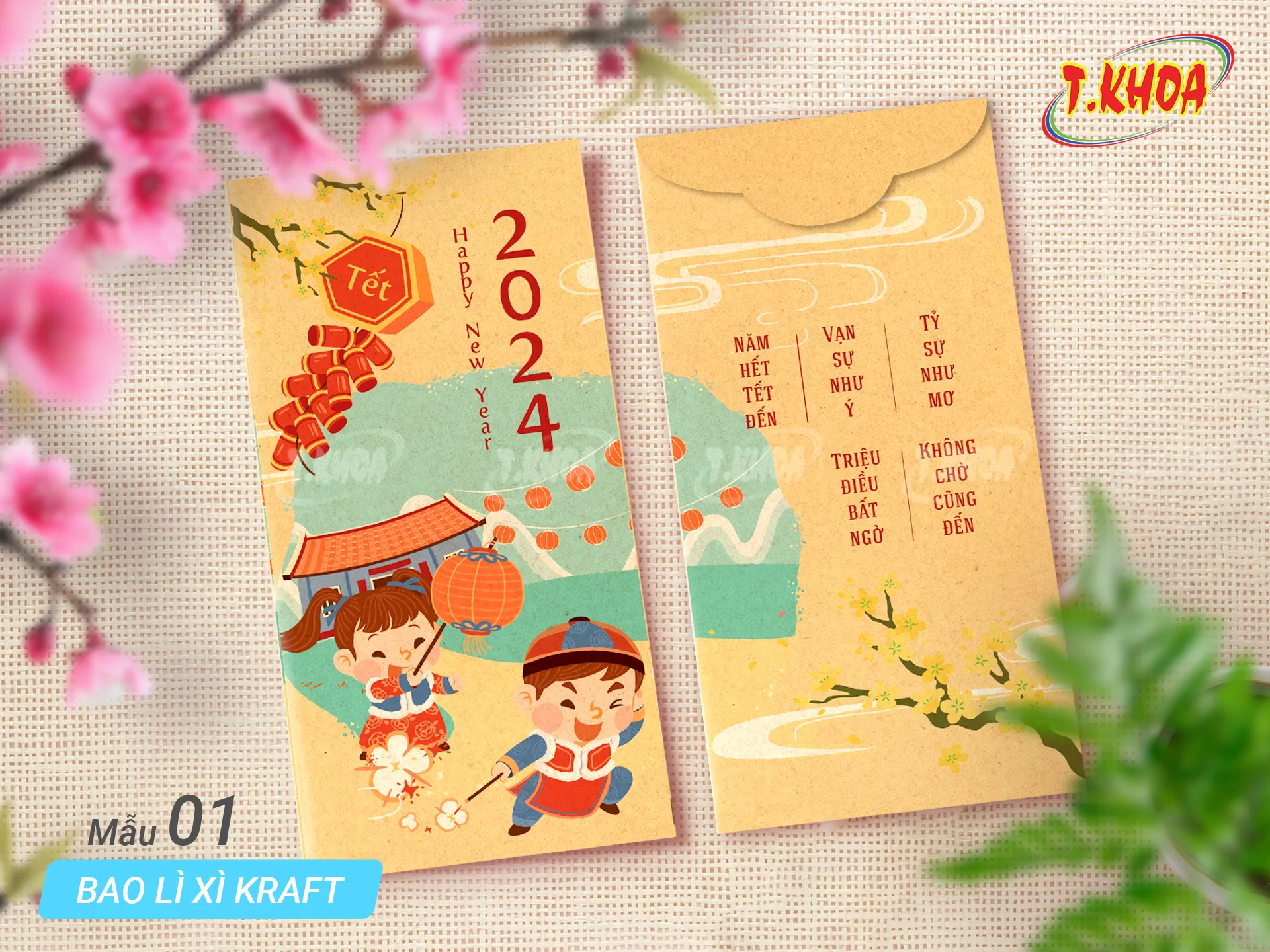 Bao lì xì kraft Ất Tỵ 2025