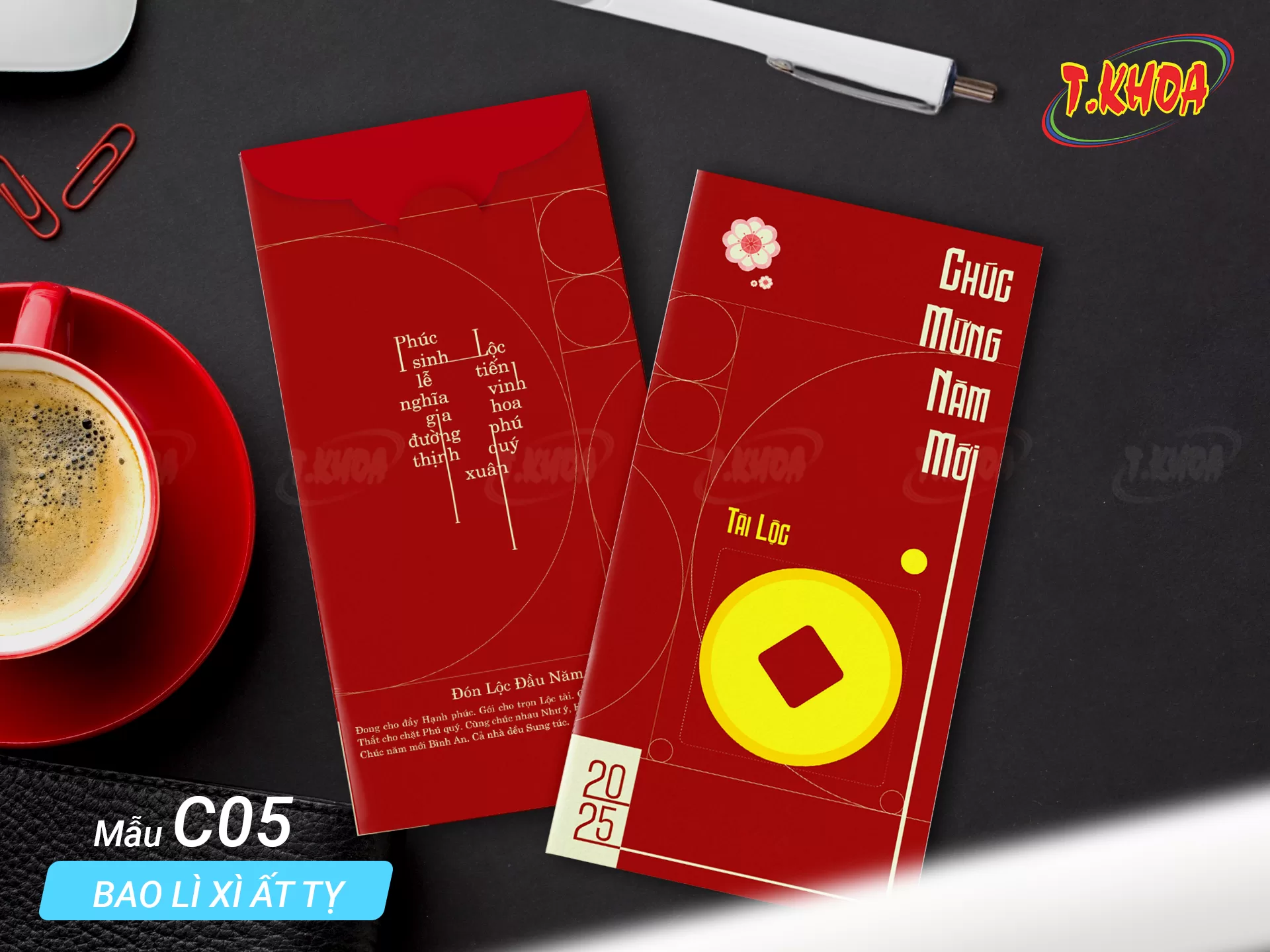Bao lì xì phong cách tối giản