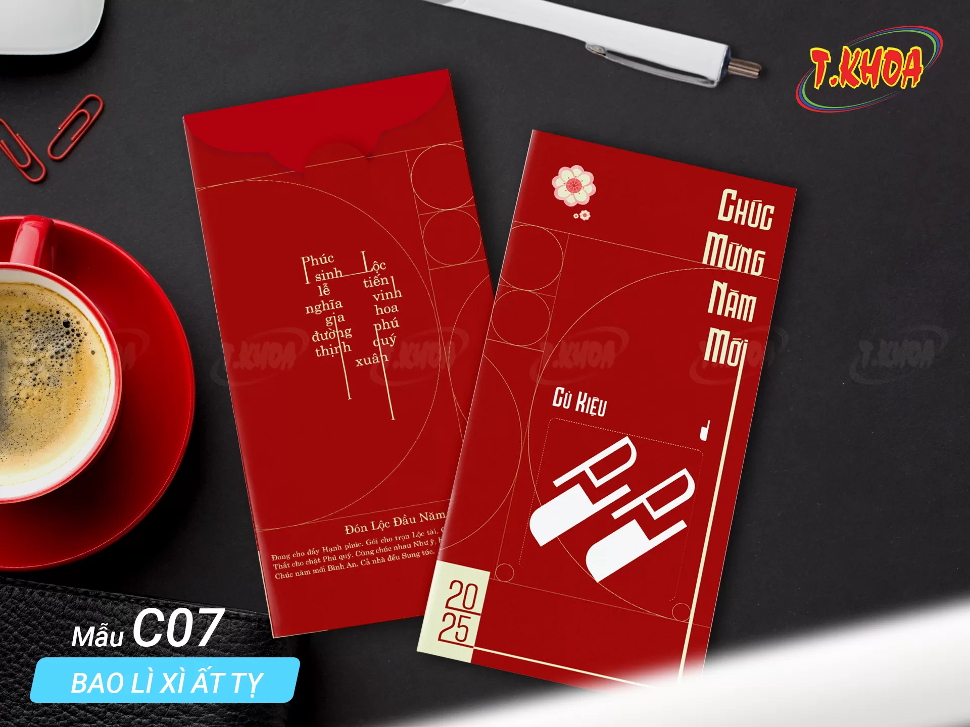 Bao lì xì phong cách tối giản
