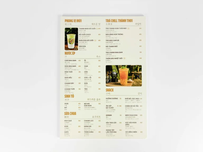 Menu formex 1 tờ (4) Menu formex 1 to 4