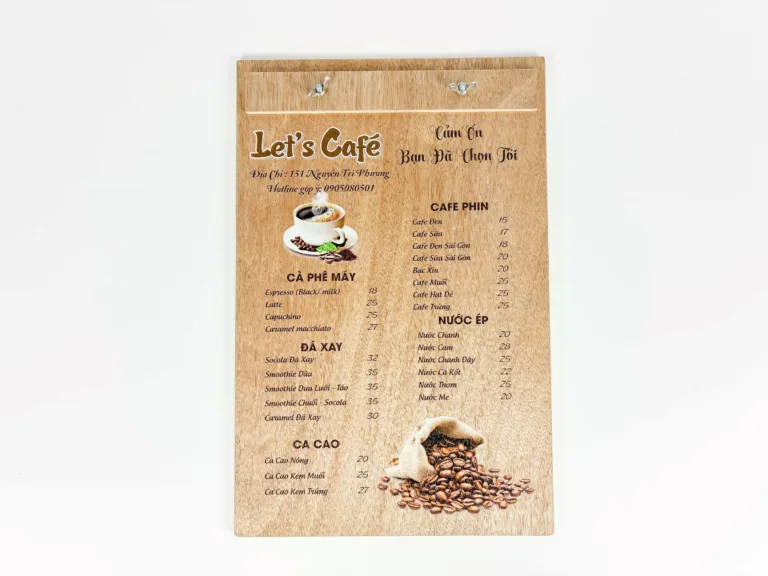 Menu gỗ in UV 1 tờ (3) Menu go in UV 1 to 3